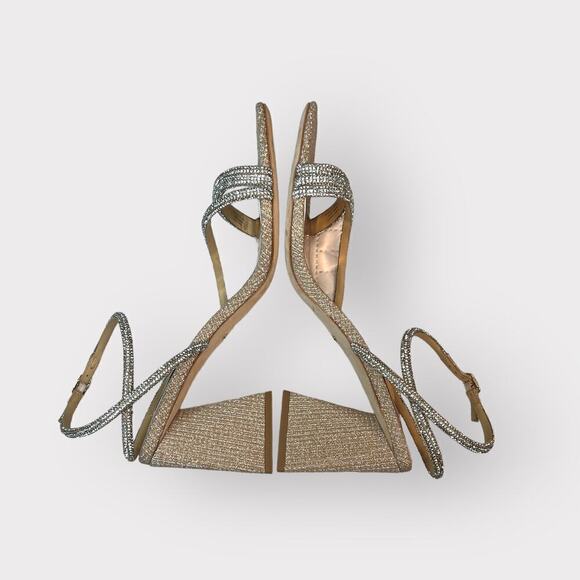 Badgley Mischka NEW sz 10 Freedon Rhinestone Gold High Heel Sandals Fancy Formal - Picture 4 of 12